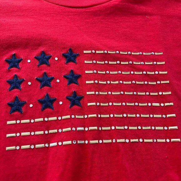 🎀 Buy 2 Get 1 Free 🎀 Red XL Women's American Flag T-Shirt - Picture 2 of 6